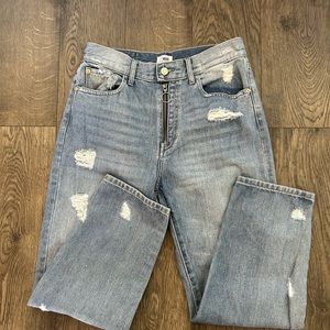 M1858 NEW YORK distressed light blue “Frida Classic Highrise Straight” jeans